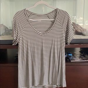 Forest green and white striped top